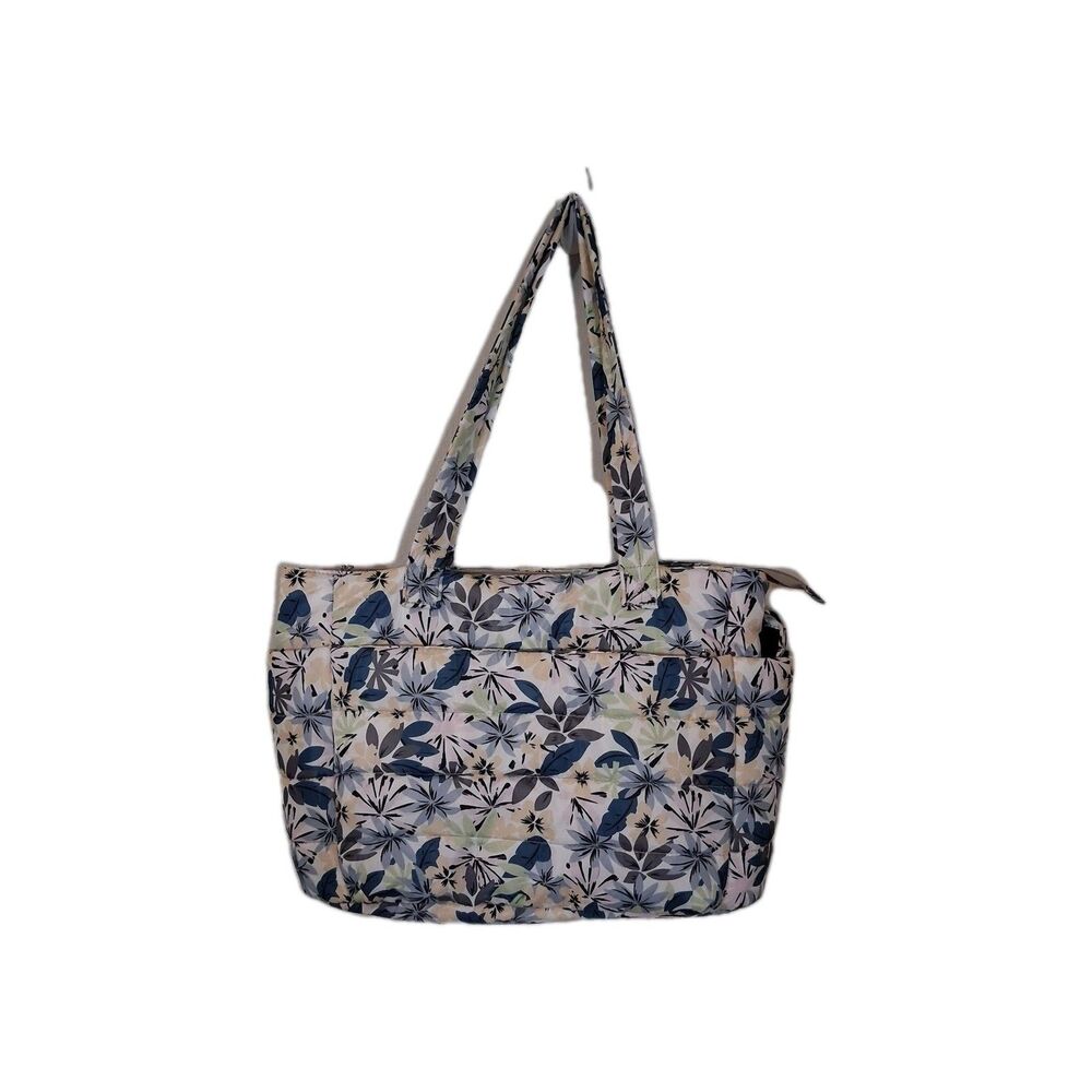 Baby Diaper Tote Bag Multi Strap Floral Neutral Bloomcore Quilted Soft Essential